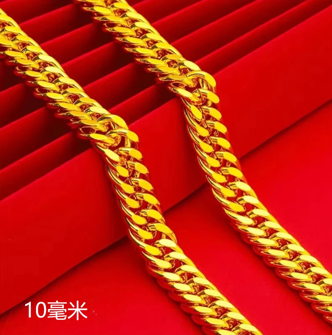 合金项链 【古巴项链】男士男款时尚大气金色霸气