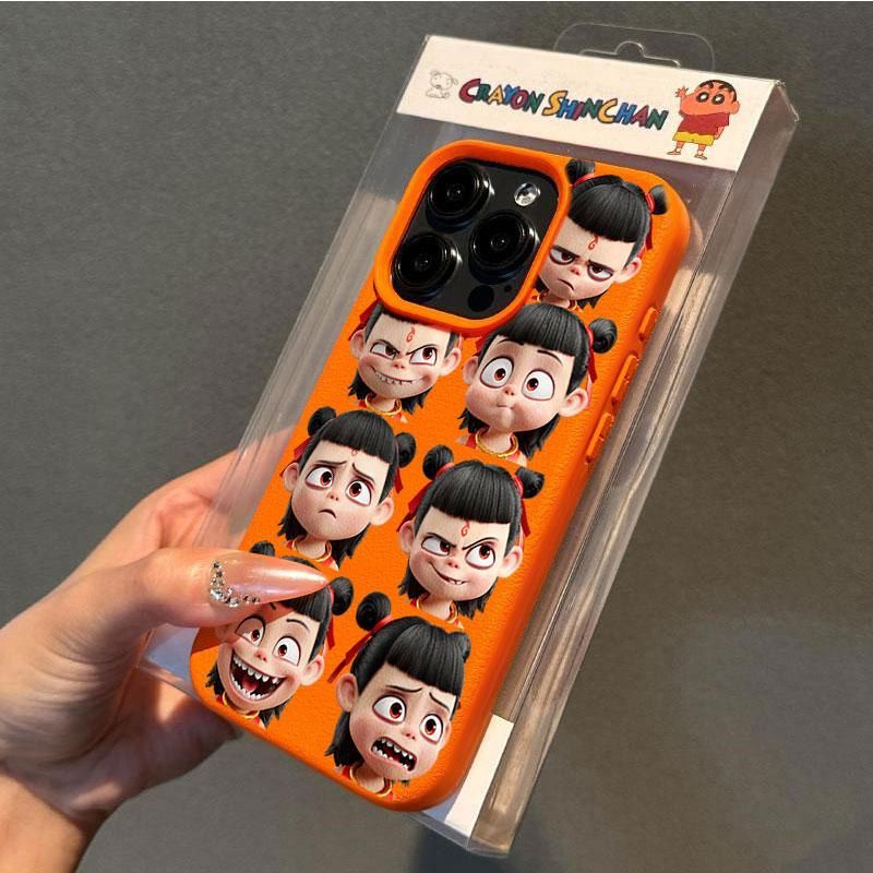 哪吒表情包适用苹果16promax手机壳iPhone13磨砂15可爱12个性卡通