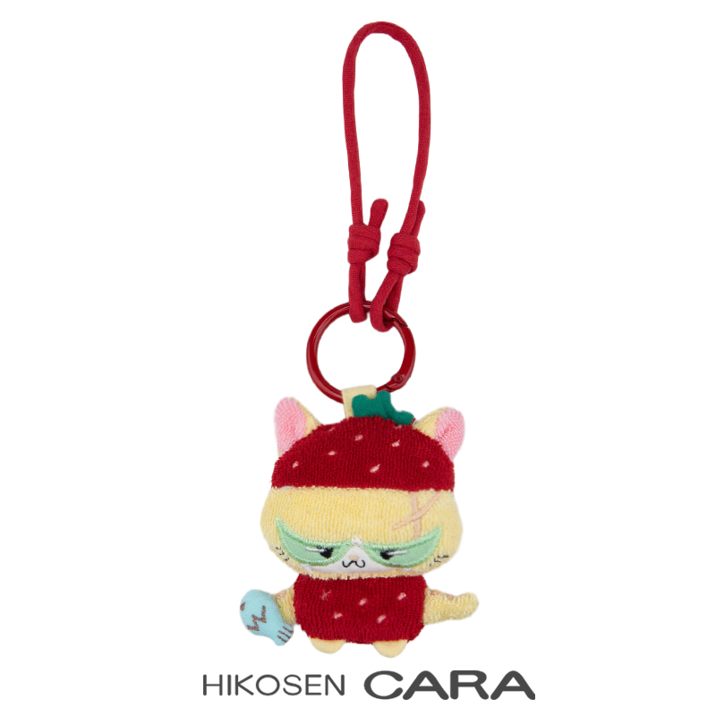 HIKOSEN CARA卡拉猫新款憨先生猫咪草莓可爱玩偶女书包挂饰钥匙扣