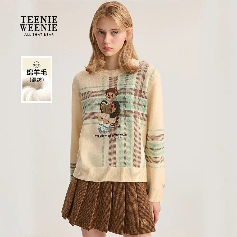 TeenieWeenie小熊女装毛针织衫25秋季新大熊圆领毛衣TTKW254901P