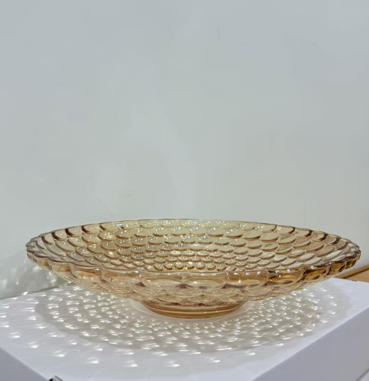 欧式珠光果盘水果篮欧式田园果篮网红圆形款盘子玻璃