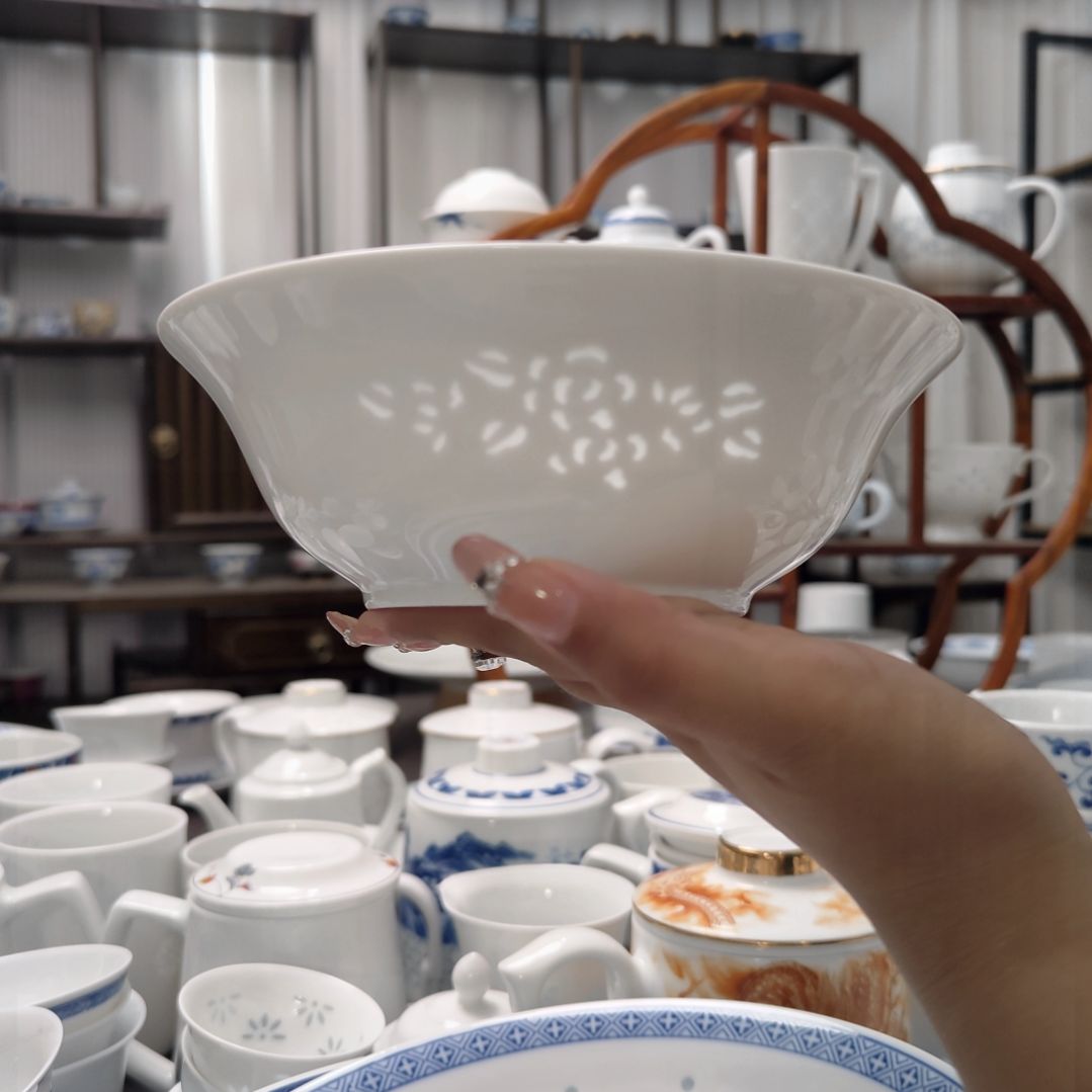 瓷玉牡丹7寸面碗两只装