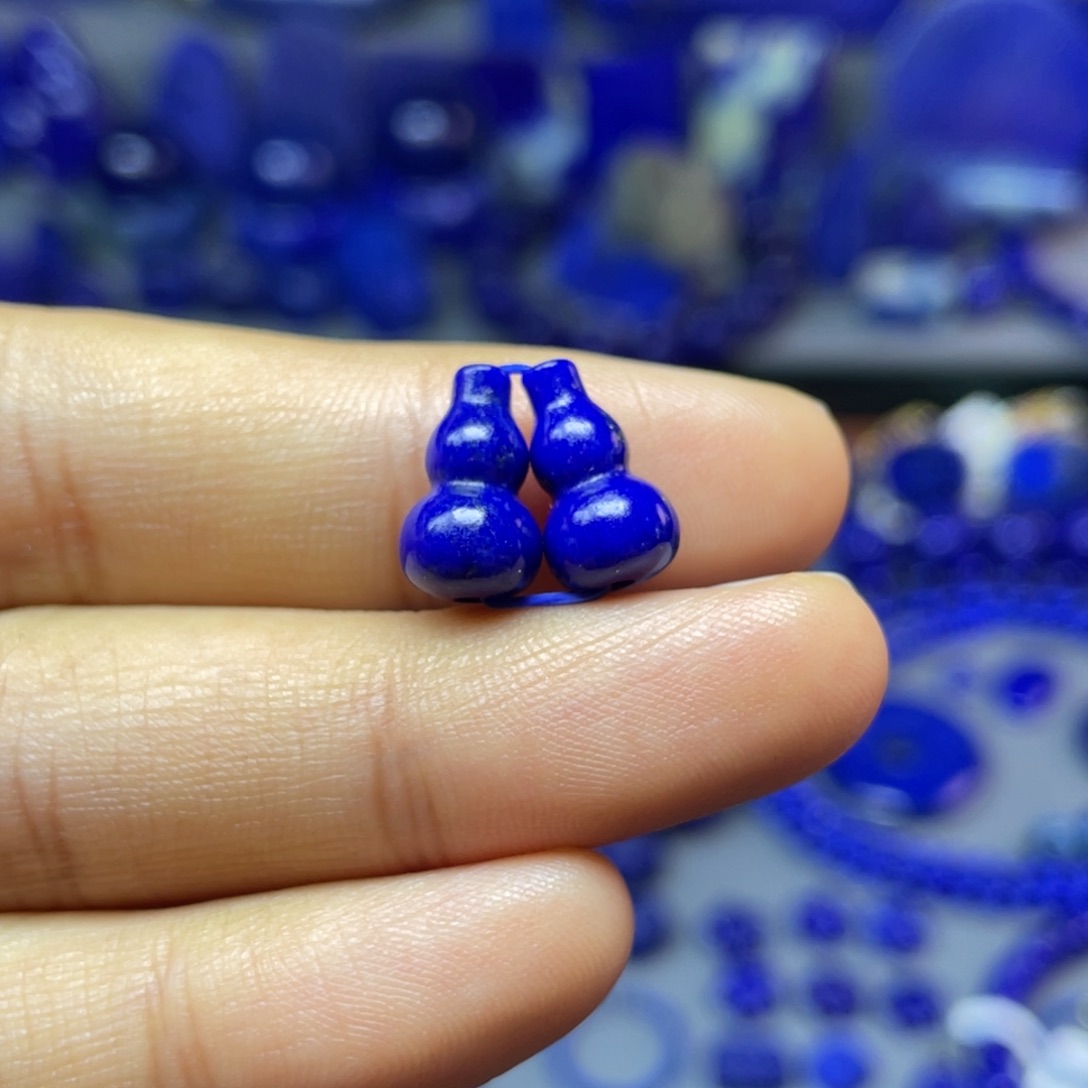 青金石未镶嵌7×11mm葫芦对珠配饰