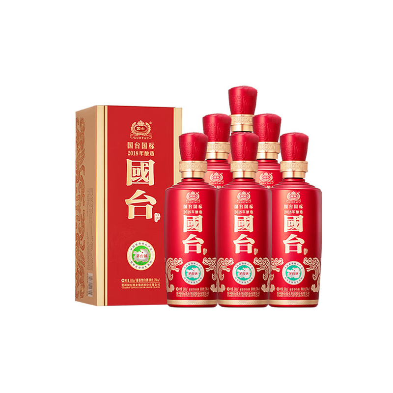 国台2018年酿造国台国标酒500mL *6瓶整箱酱香型53度53%Vol