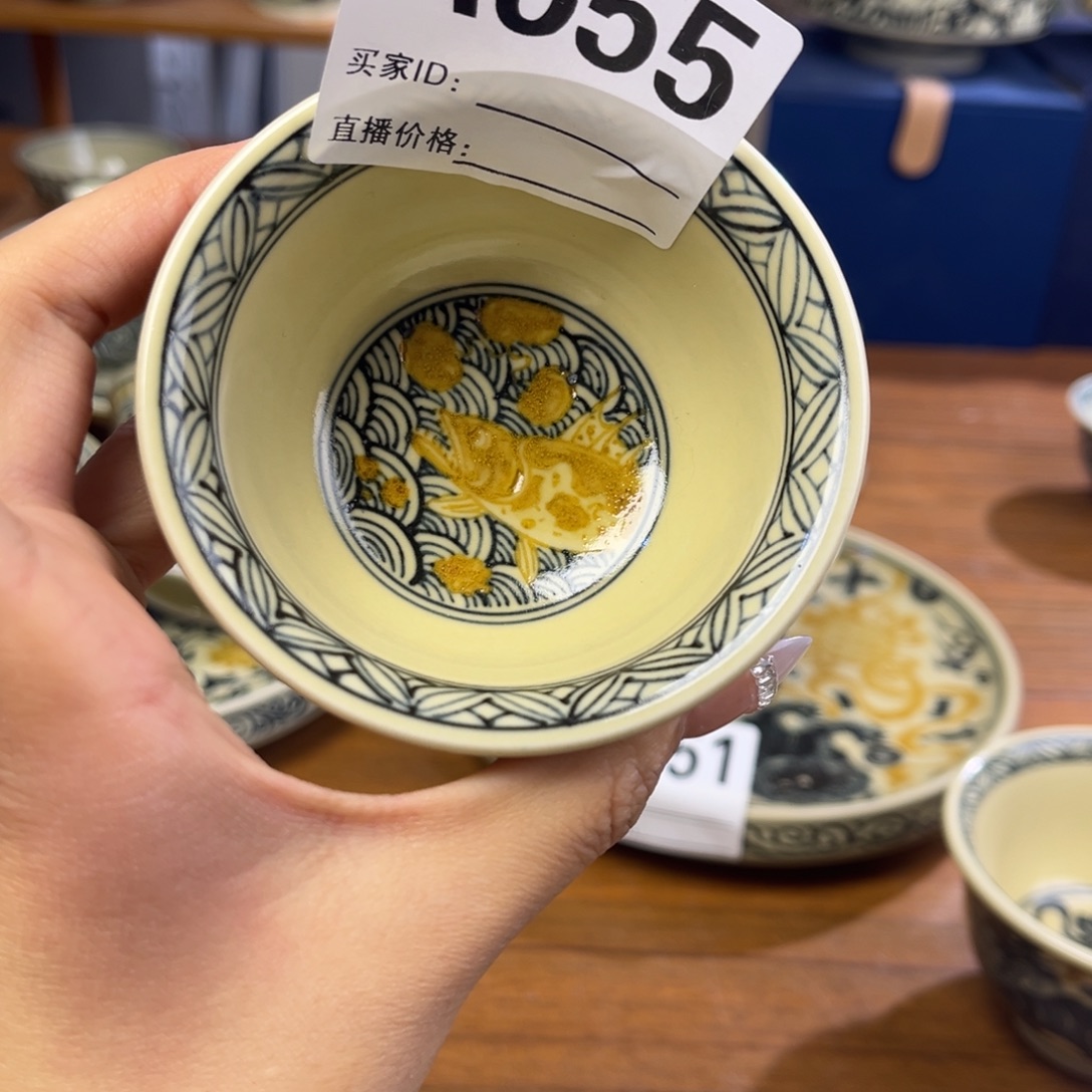 3***度陶微瑕鱼杯杯杯杯