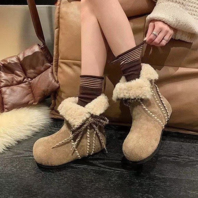 「格各家」费尔岛～新款内增高雪地靴女加绒冬季棉鞋勃肯鞋女