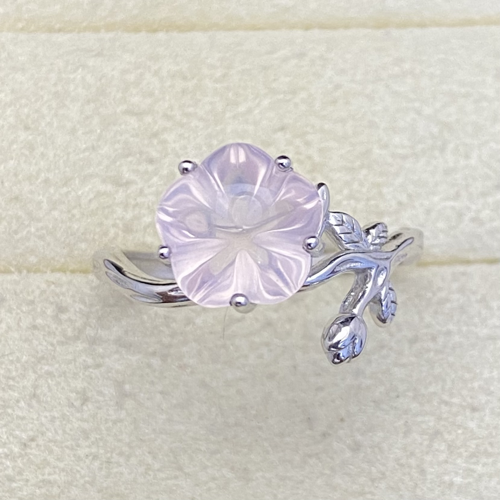 花朵-天然粉晶戒指s925银-主石9mm原创设计精致气质时尚百搭Y2