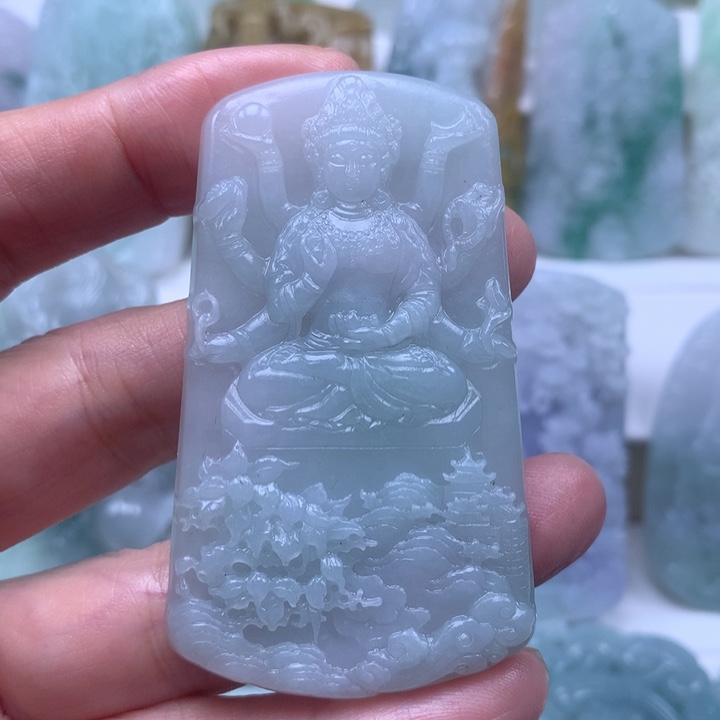定制翡翠未镶嵌挂件千手观音挂件