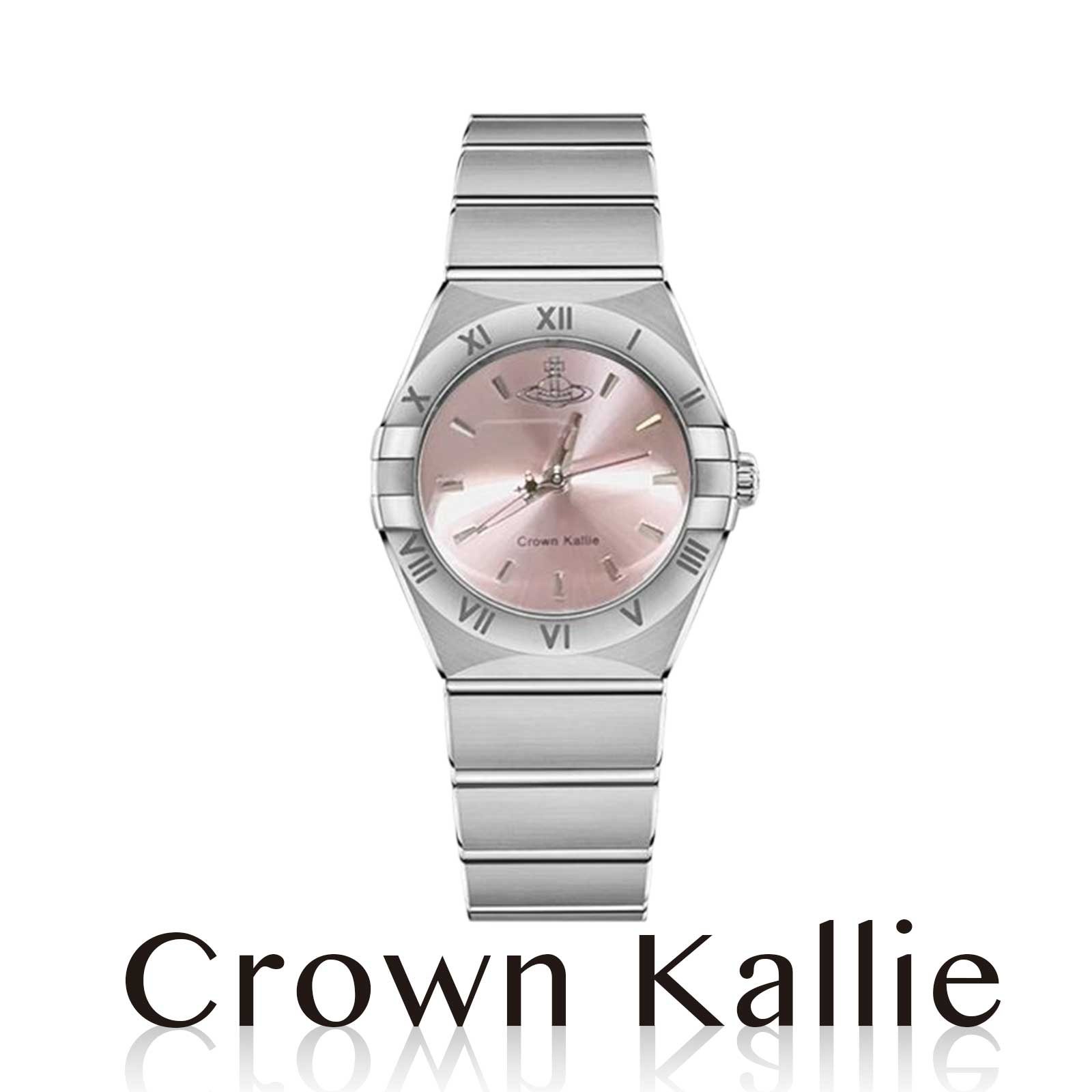 Crown Kallie-西太后同款正品手表女士粉星座背透飞轮腕表ck8132