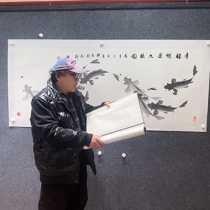 国画知鱼之乐纯手绘