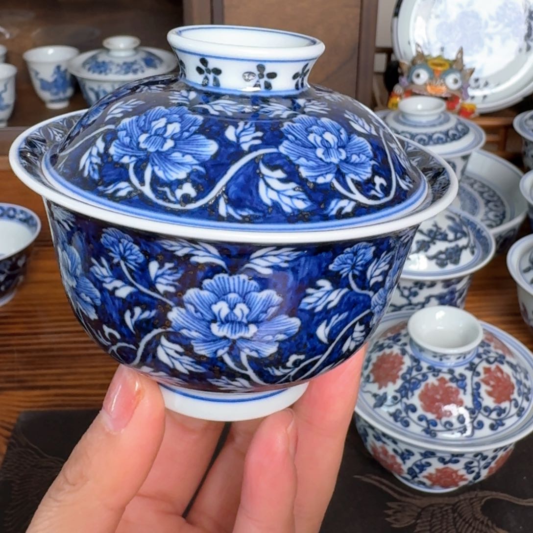 摆件景德镇雯华堂盖碗