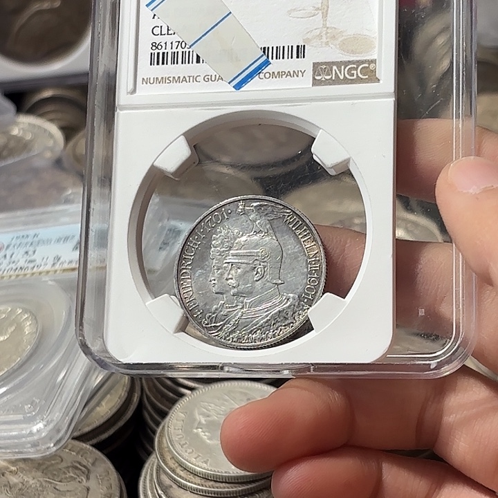 老***夫银Ag900德国普鲁士建国200周年二马克银币