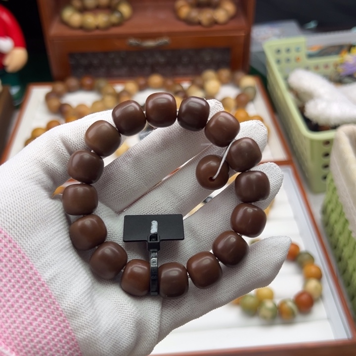 菩提根/象牙果手串卡14桶珠干磨全品1