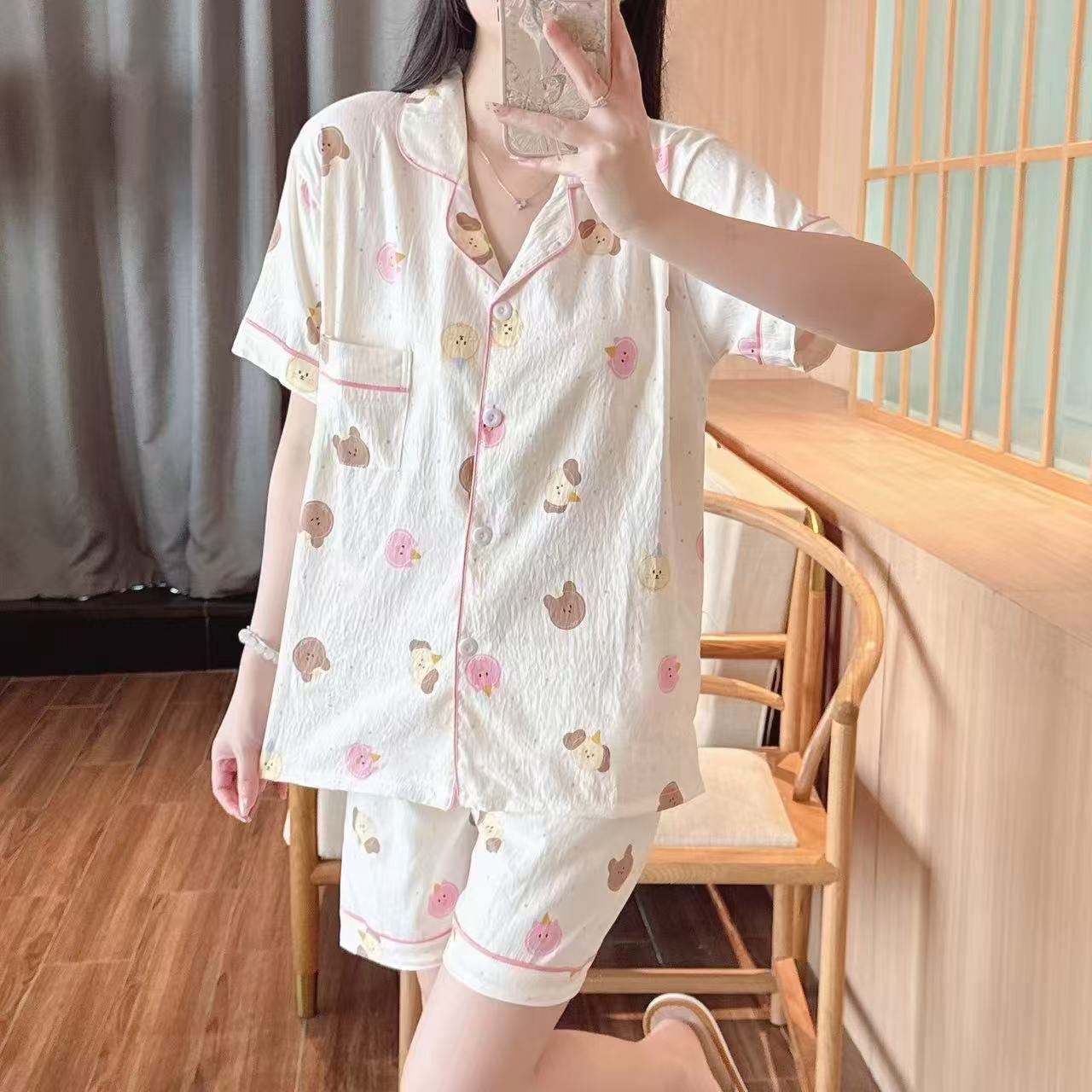 【新疆包邮】夏季新款大人卡通睡衣两件套L856