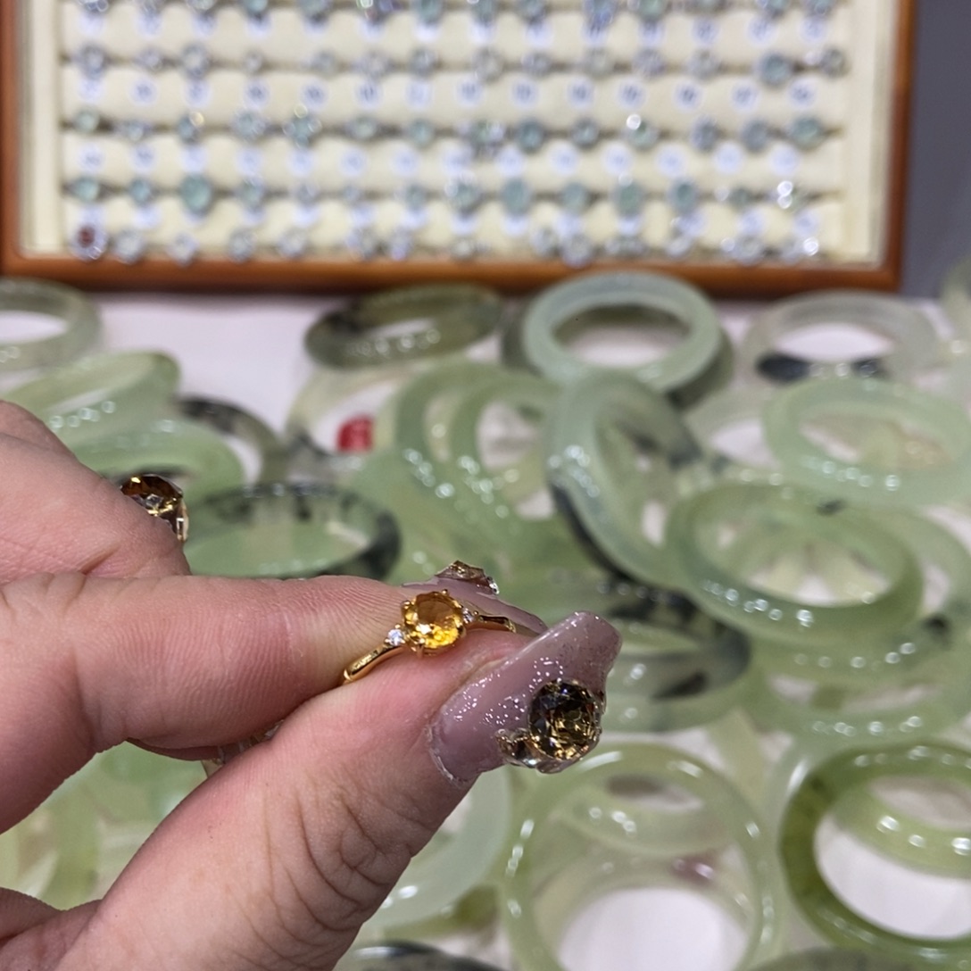 F***.蛇纹石玉银S925镶嵌戒指