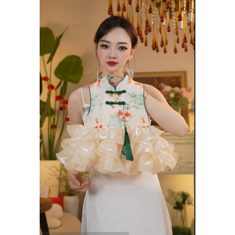 ALONG女童透气清凉感连衣裙夏季闪亮时尚中式礼服公主裙 25201