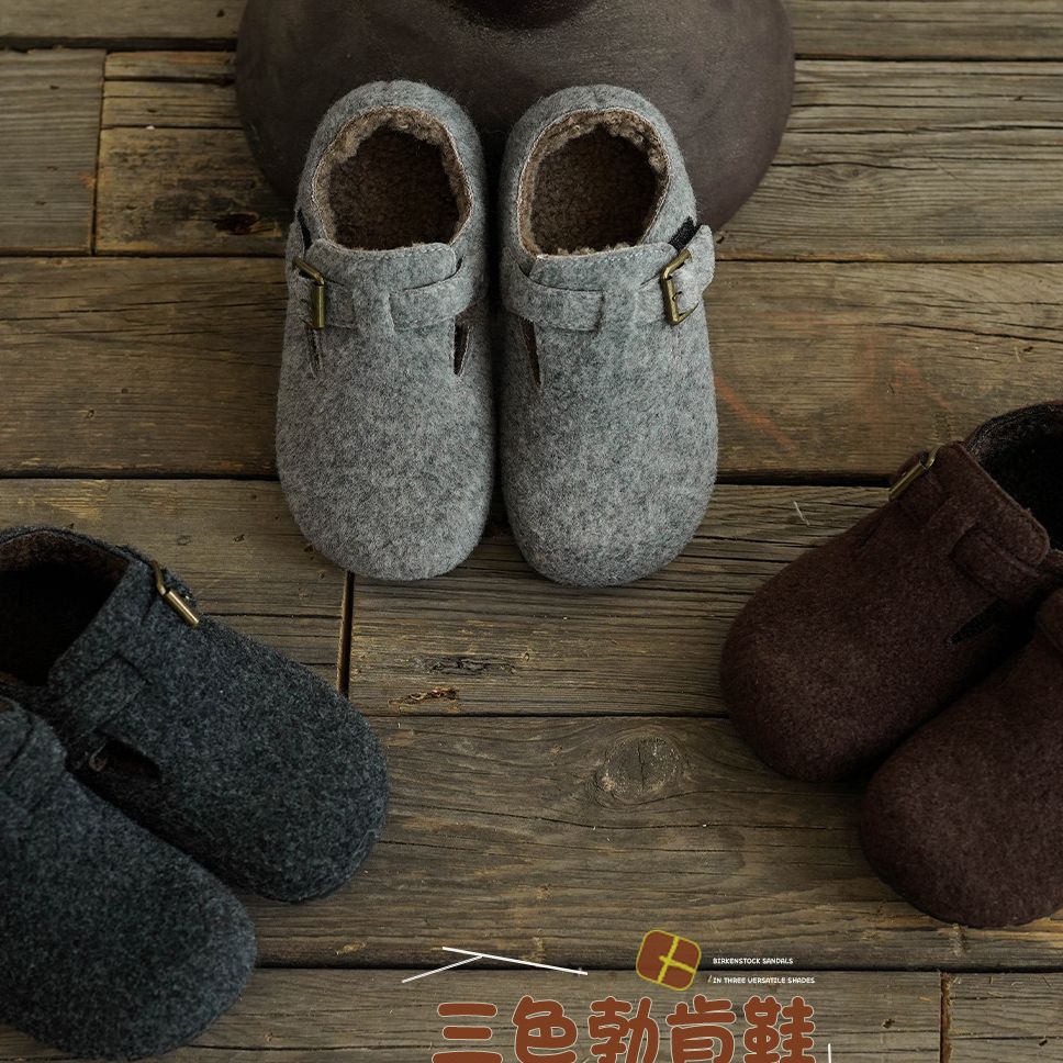 砚台家童装男童加绒呢子勃肯鞋2025秋冬款童鞋儿童时尚百搭鞋子潮