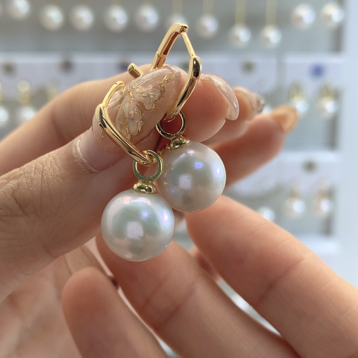 淡水珍珠耳饰银S925镶嵌