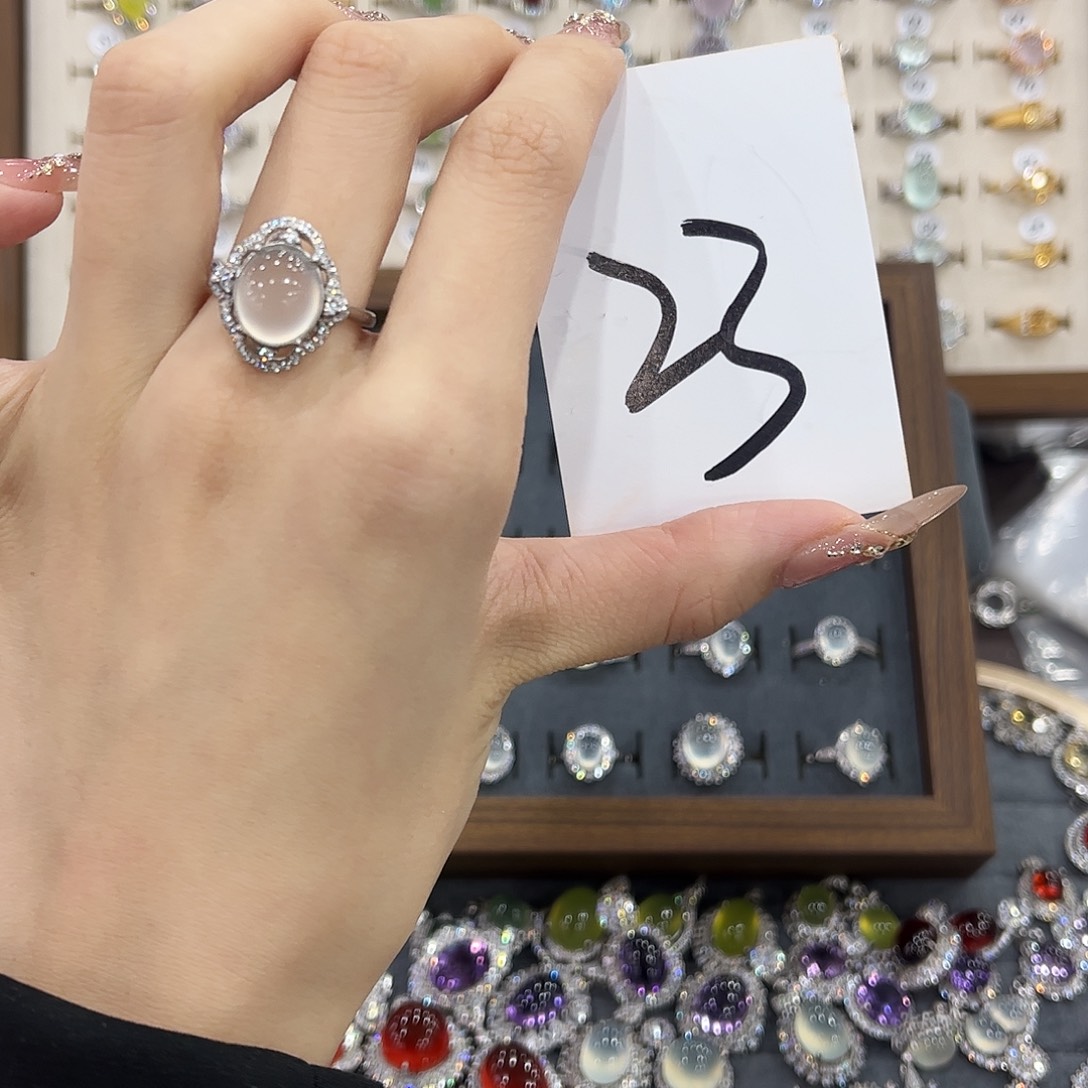 A***￴岫玉银S925镶嵌戒指