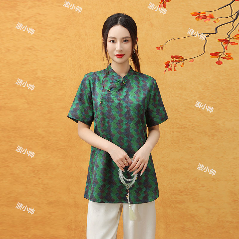 2218【翡翠】夏季时尚宽松显瘦设计感小衫印花女t恤