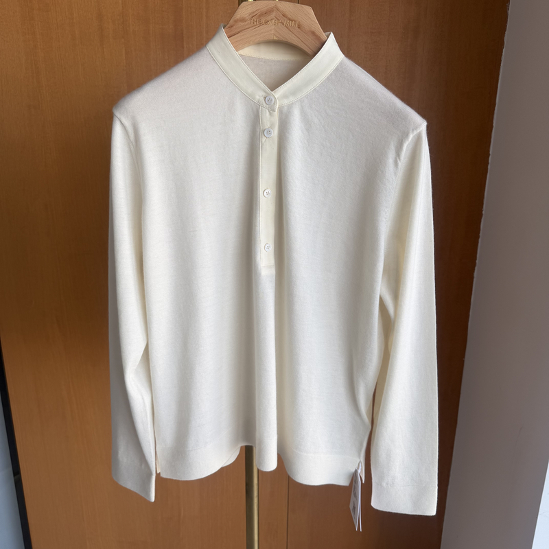 头道绒 精选15.8um 36mm超细羊绒 68s3精纺羊绒衬衫领t