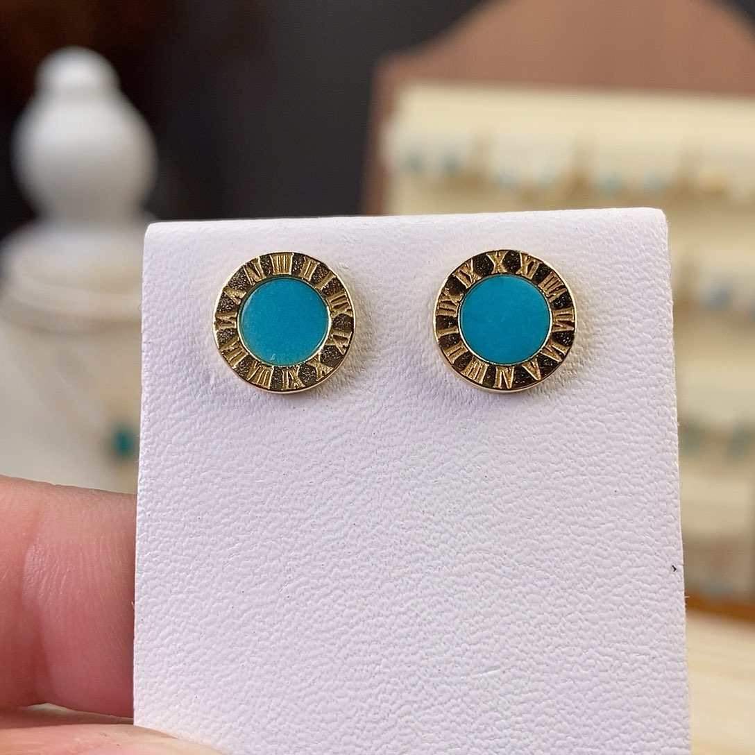 绿松石耳饰银S925镶嵌