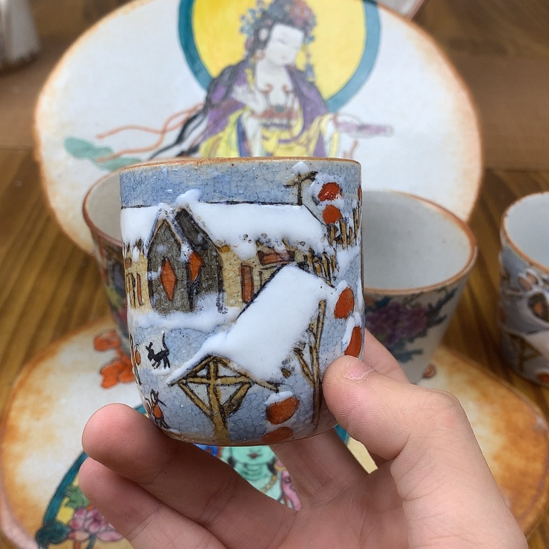 郑***花杯景德镇陶瓷手作