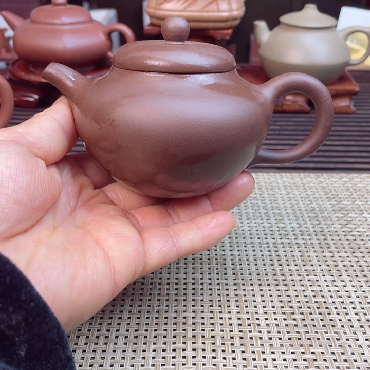 紫砂茶壶紫泥小圆壶