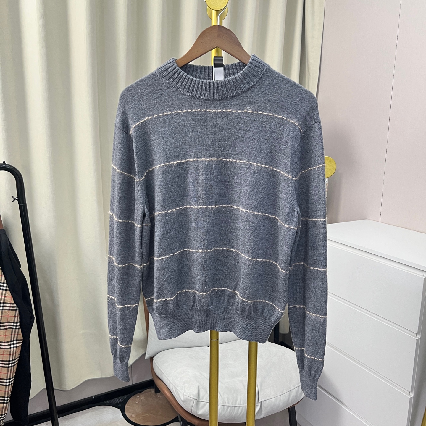 99新 Acne studio 梅芙 灰色条纹毛衣 S码 