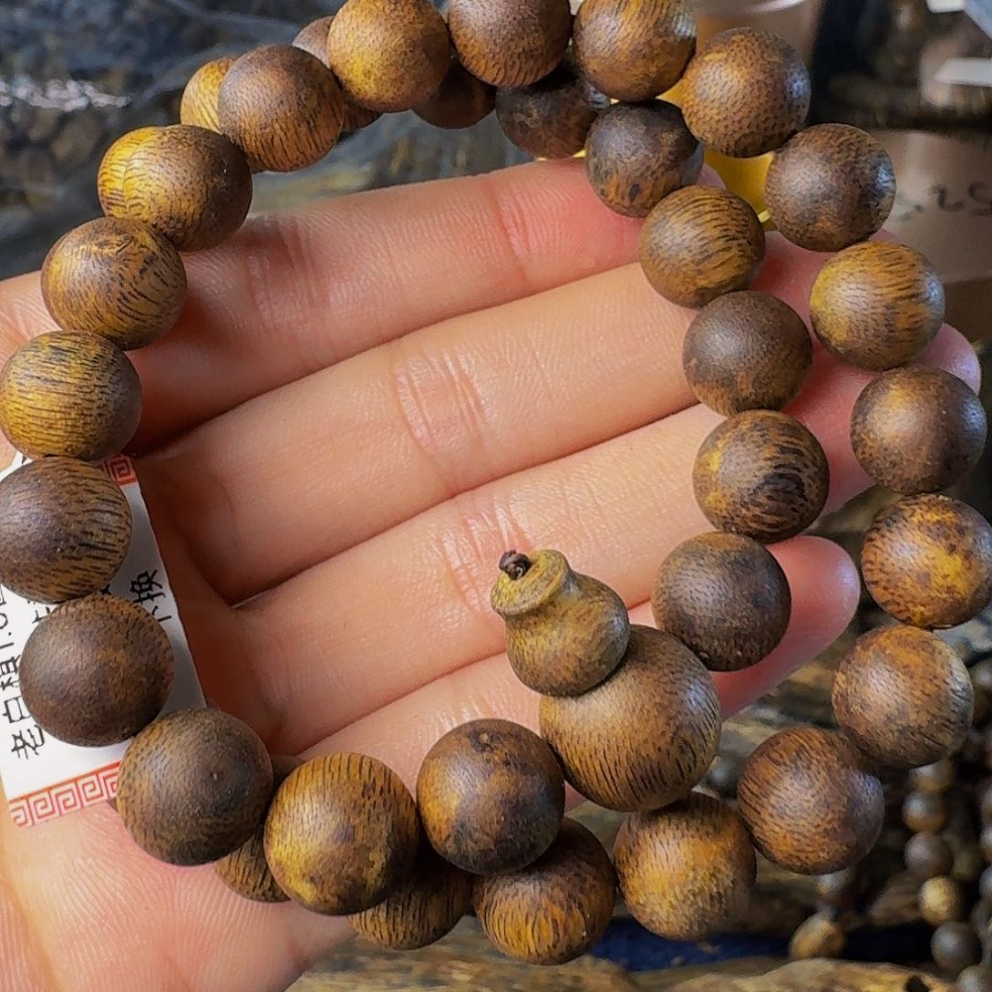 手串沉香老白棋1:0圆珠双圈17.9