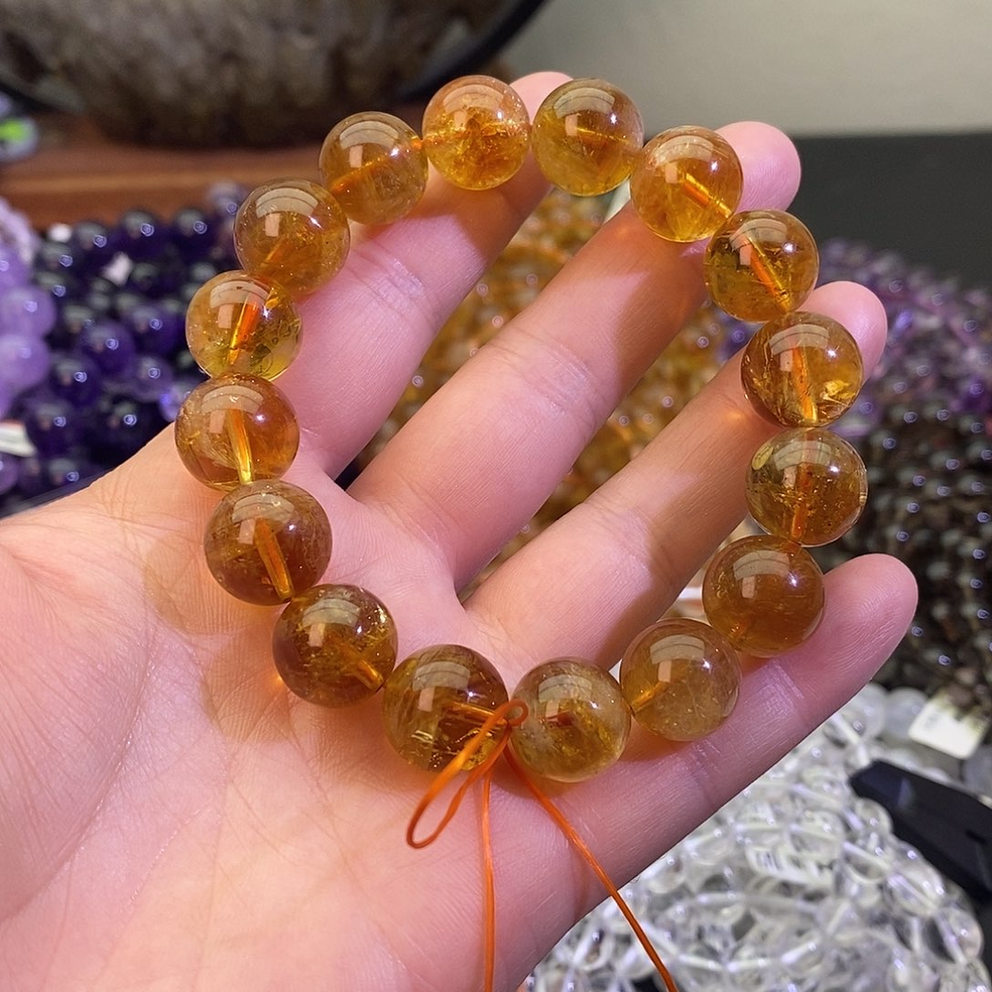 水晶手链未镶嵌黄水晶13+