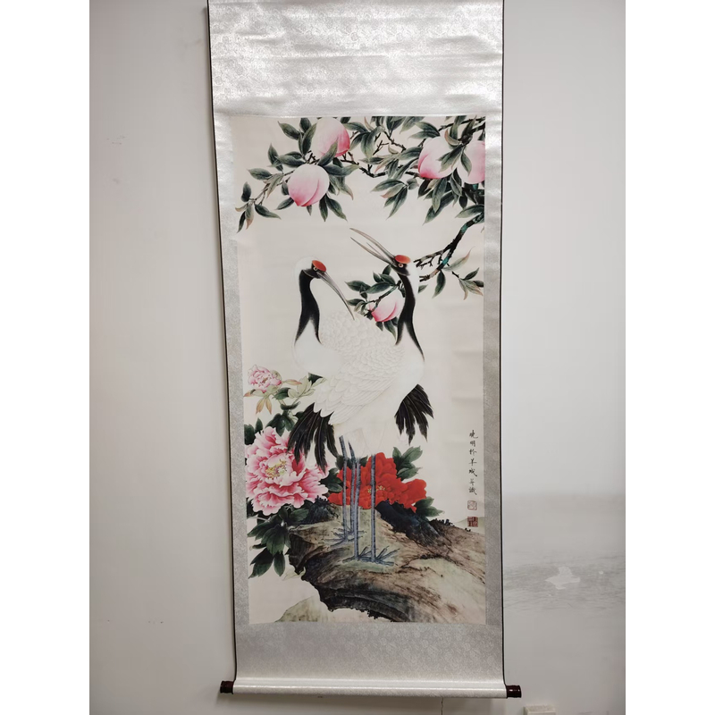 四尺《鹤寿图》-竖幅-玄关-花鸟挂画