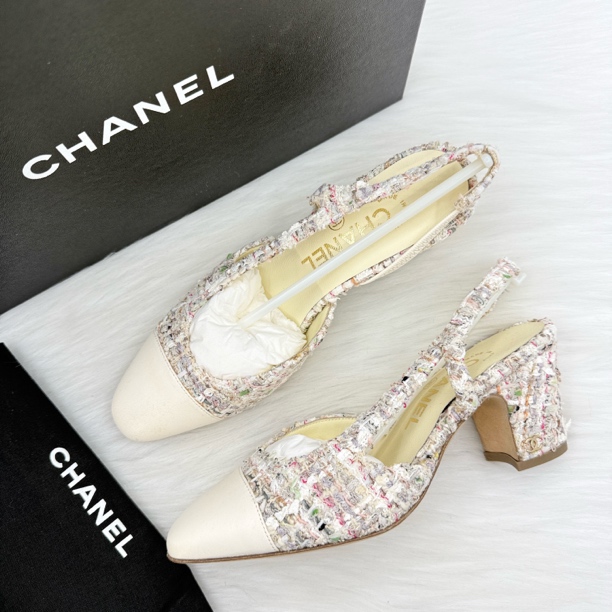 未使用 Chanel/香奈儿 Slingback粗花呢鞋 35.5码 公价8.2k j9074