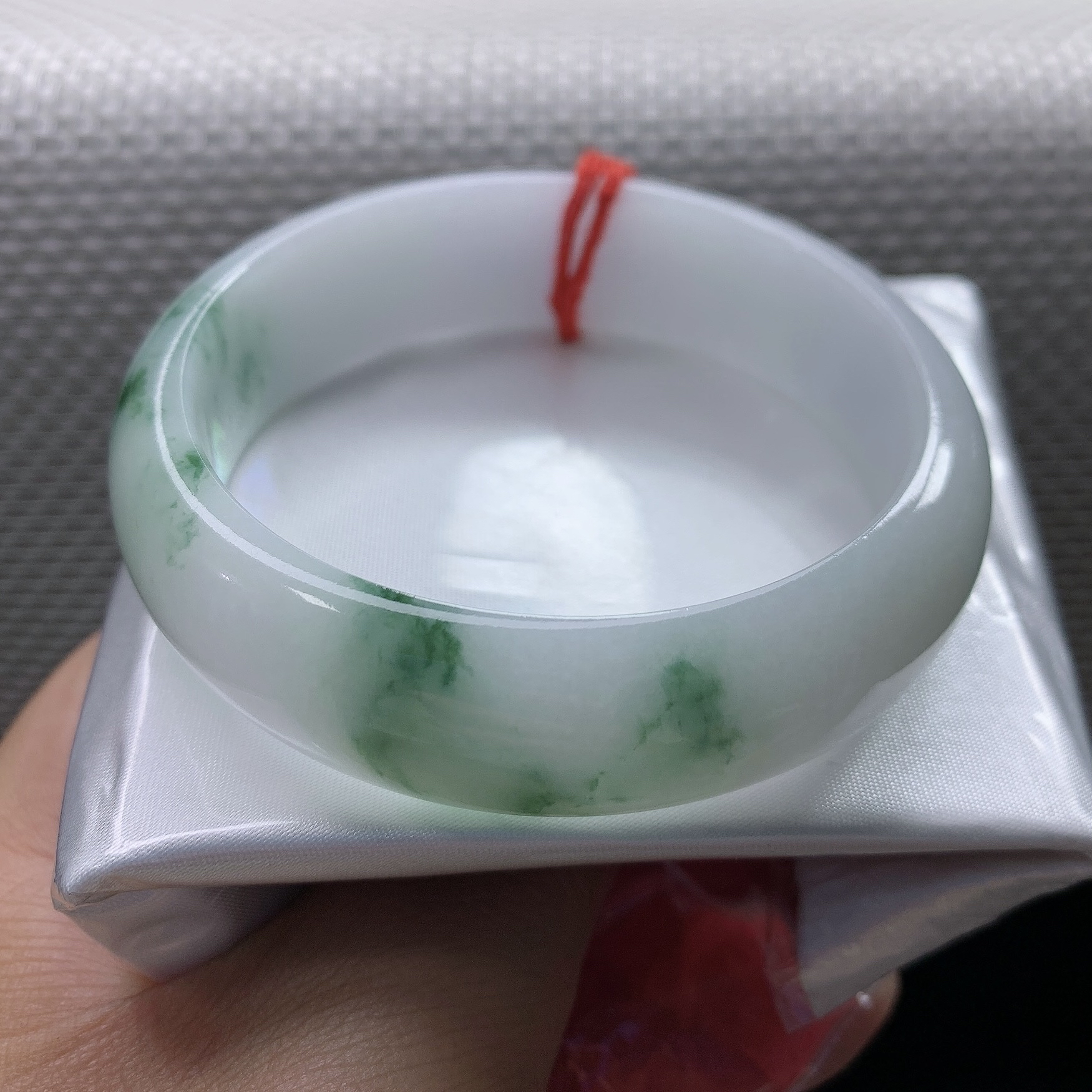 细糯轮胎59圈飘花翡翠手镯时尚百搭女款缅甸天然A货翡翠玉镯11067