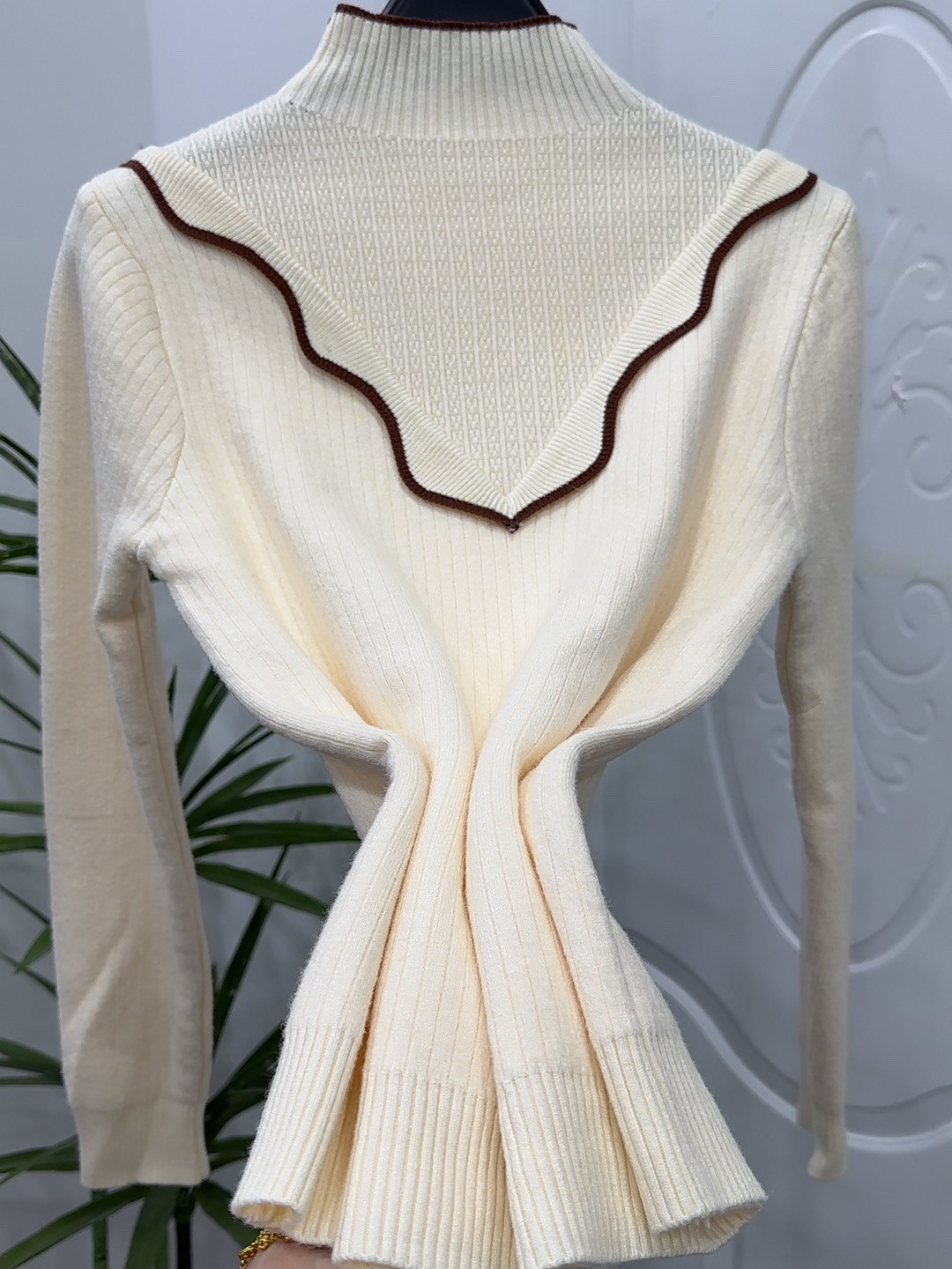 【不起球】貂绒2025新款中领打底衫女时尚洋气高级感百搭针织衫808