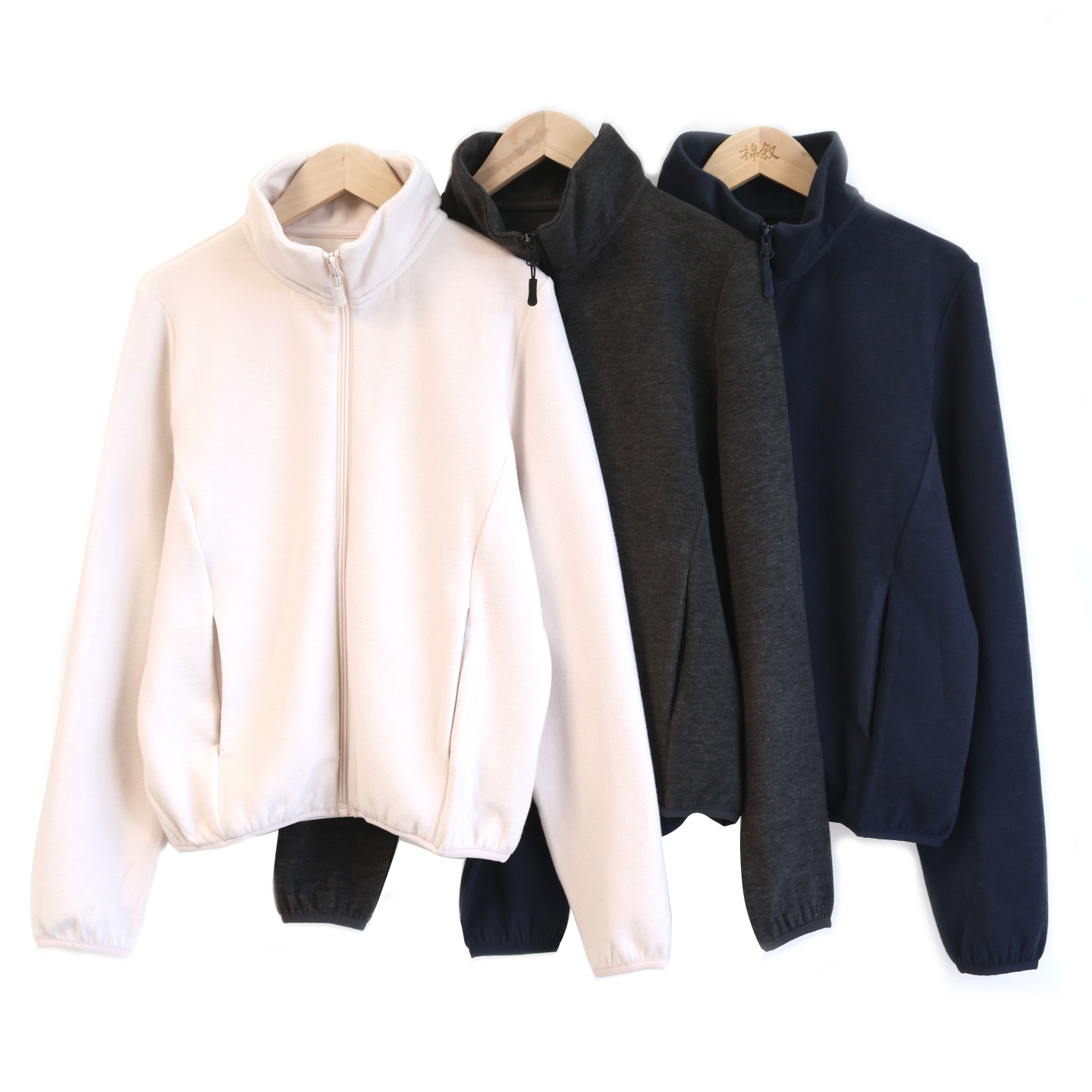 棉叙立领蚕丝暖绒拉链开衫女秋冬休闲简约立领卫衣15020