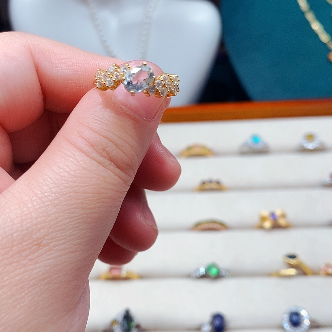 海蓝宝石戒圈银S925镶嵌