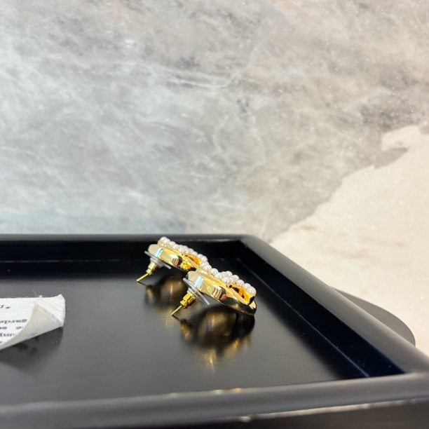 铜合金仿珍珠耳饰 黄色臭臭耳环EH3281