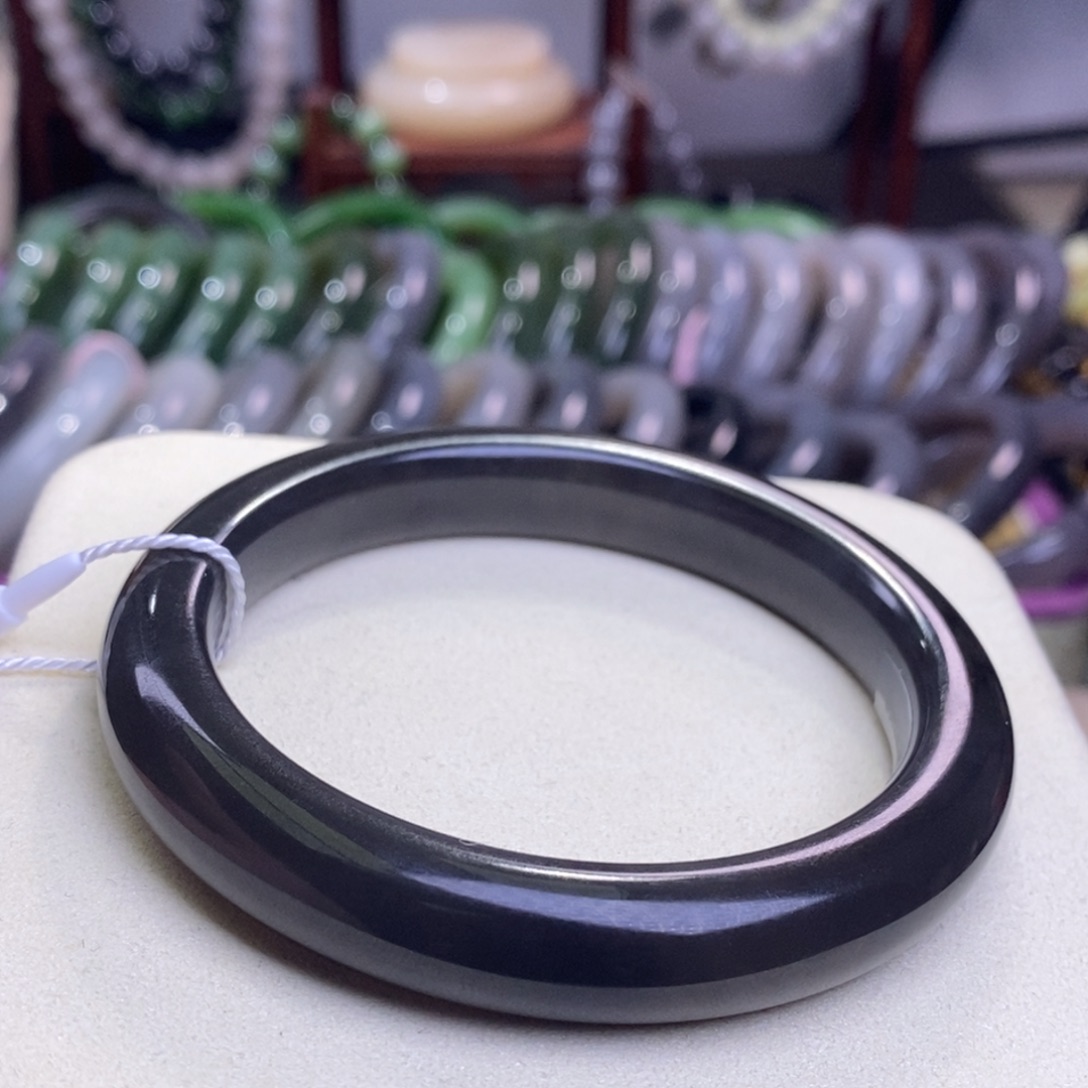 和田玉清货价烟紫帝王紫老矿料手镯59未镶嵌