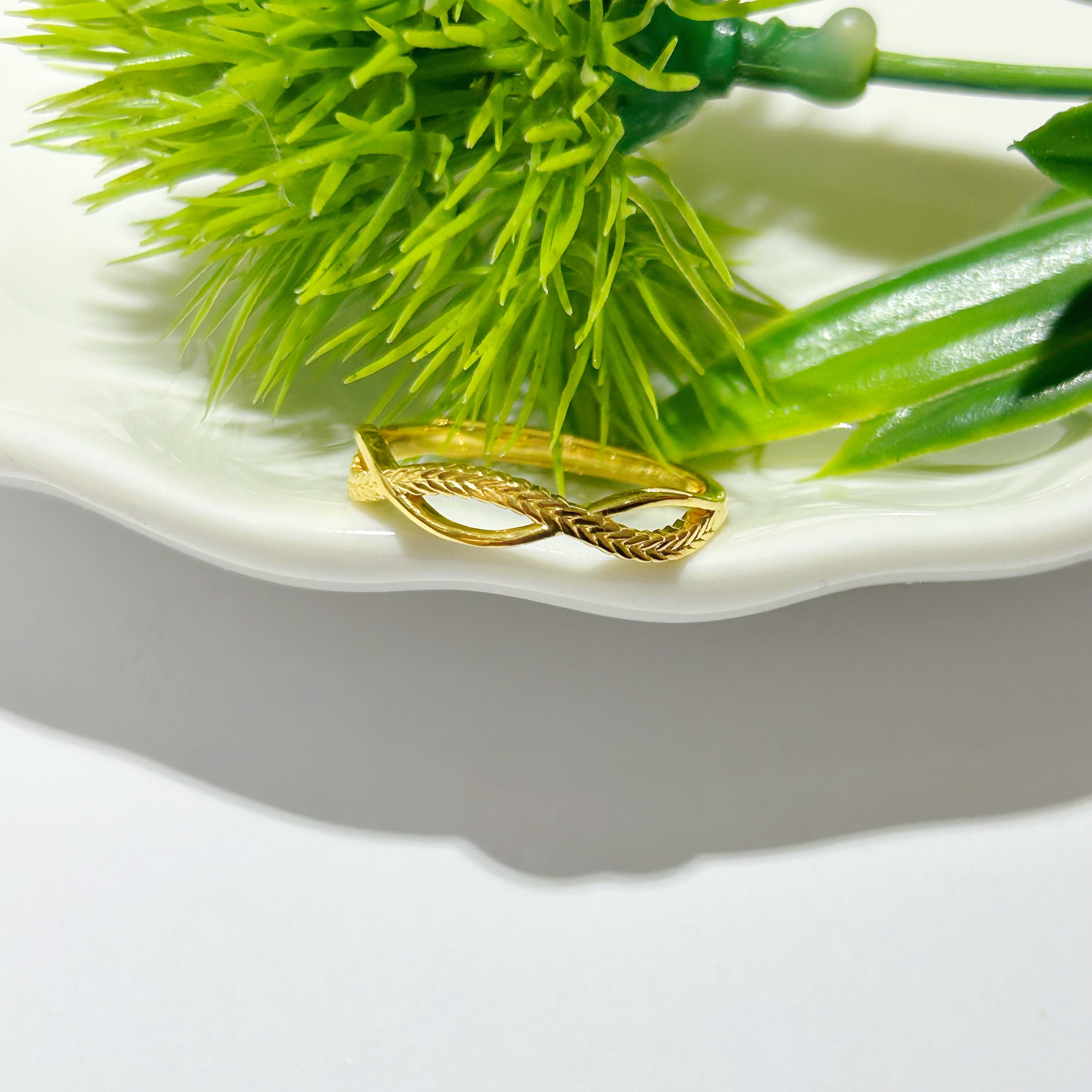 【富远黄金】足金5G工艺扭花活口戒指