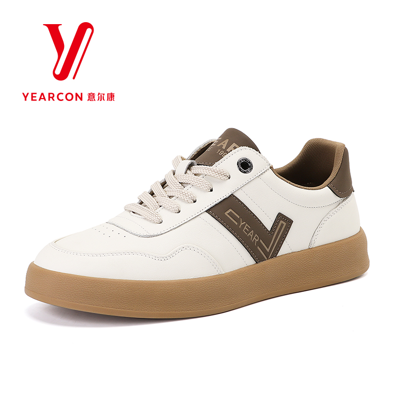 意尔康男鞋秋季板鞋时尚休闲日常百搭增高耐磨白色休闲鞋子53971A
