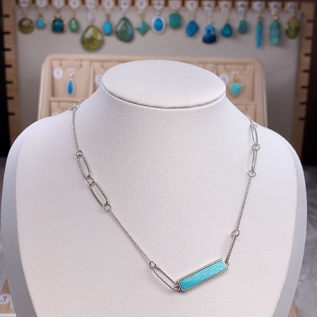 绿松石颈饰银S925镶嵌