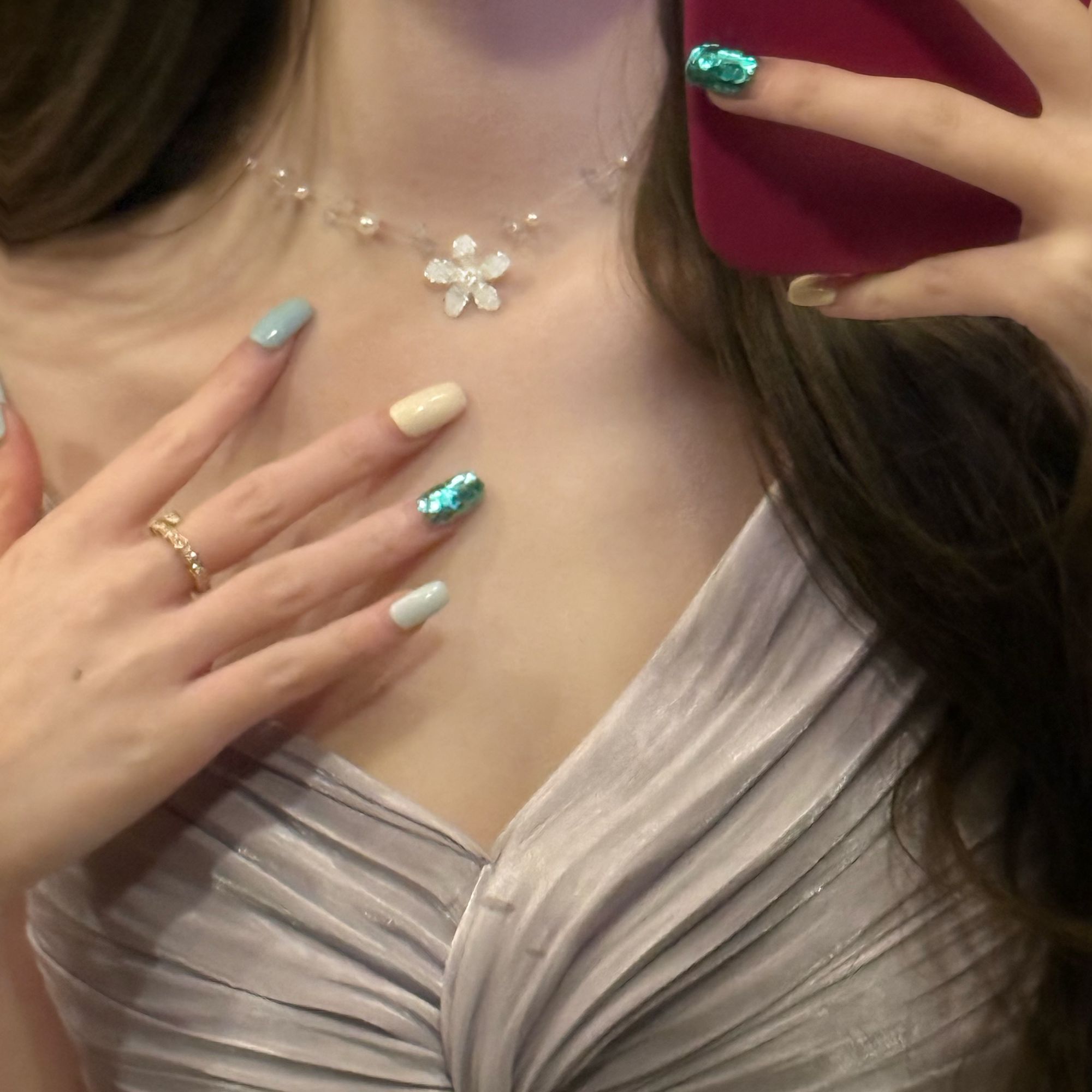 非金属仿珍珠项链 花朵珍珠透明无痕防滑夏天美带公主风XP40893