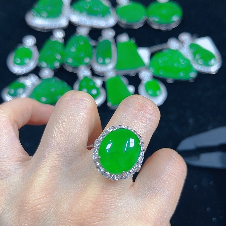 翡翠银S925镶嵌吊坠(不含链)