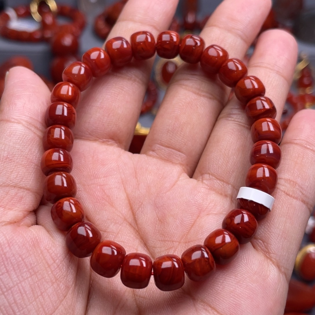 南红玛瑙未镶嵌珠宝奇石单圈8mm