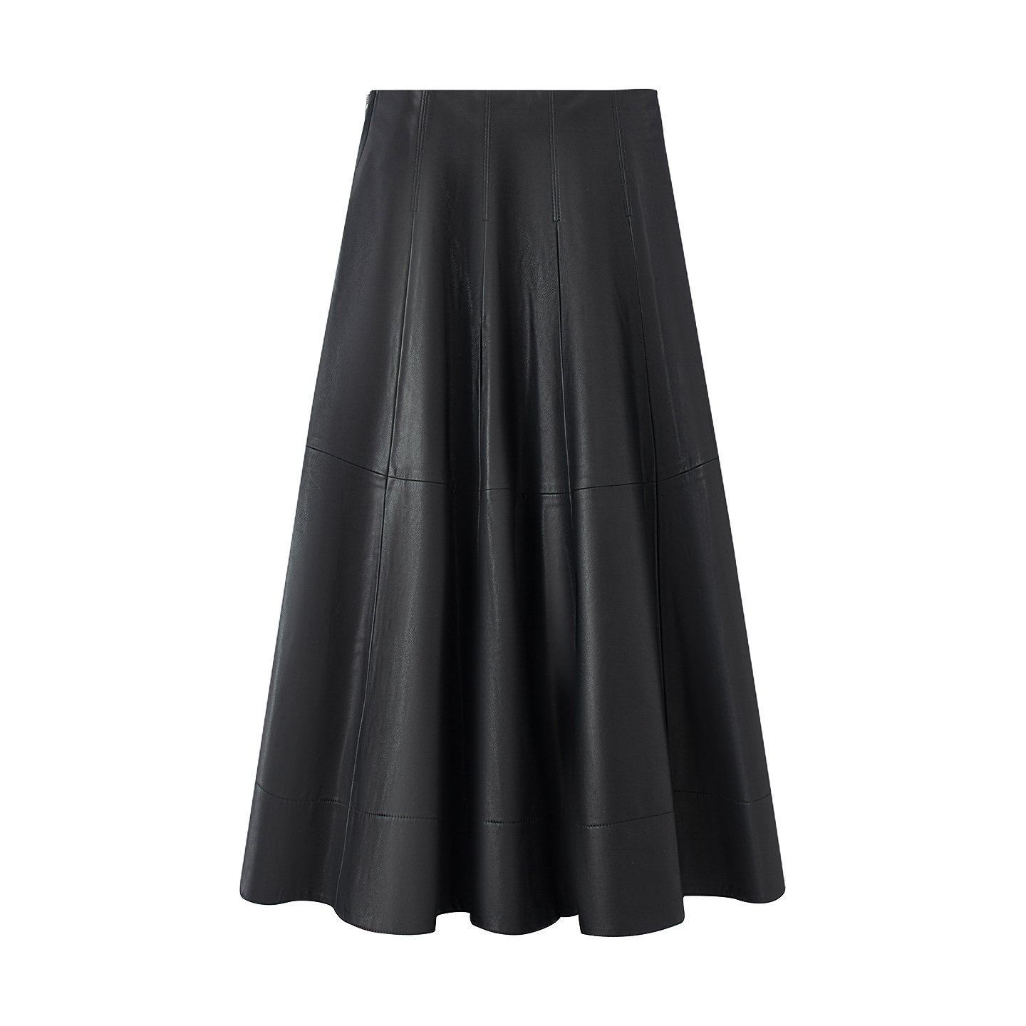 【艾家】半身裙女2025冬装新款高腰A字裙黑色气质中长款皮裙子4117