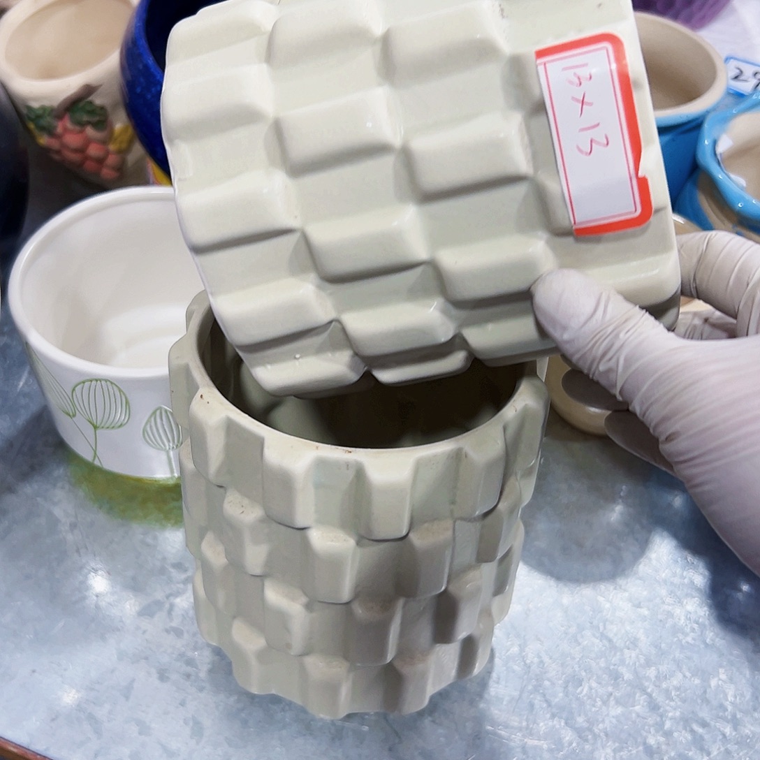 有孔，外贸尾单陶瓷花盆凑单10米包邮