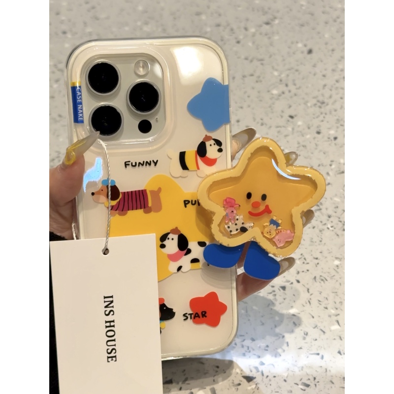 黄色星星腊肠狗摇摇乐适用iphone17promax苹果16pr手机壳14新款13