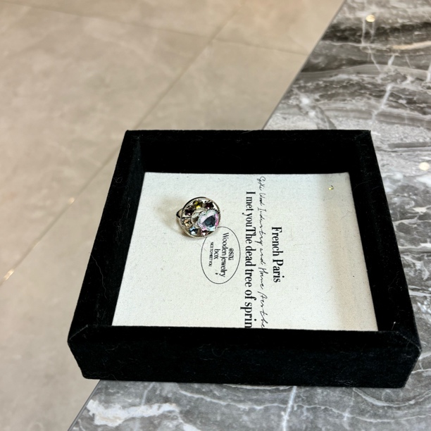 铜合金仿水晶戒指 铜合金合成锆石戒指 多色星星双c戒指JZ1855