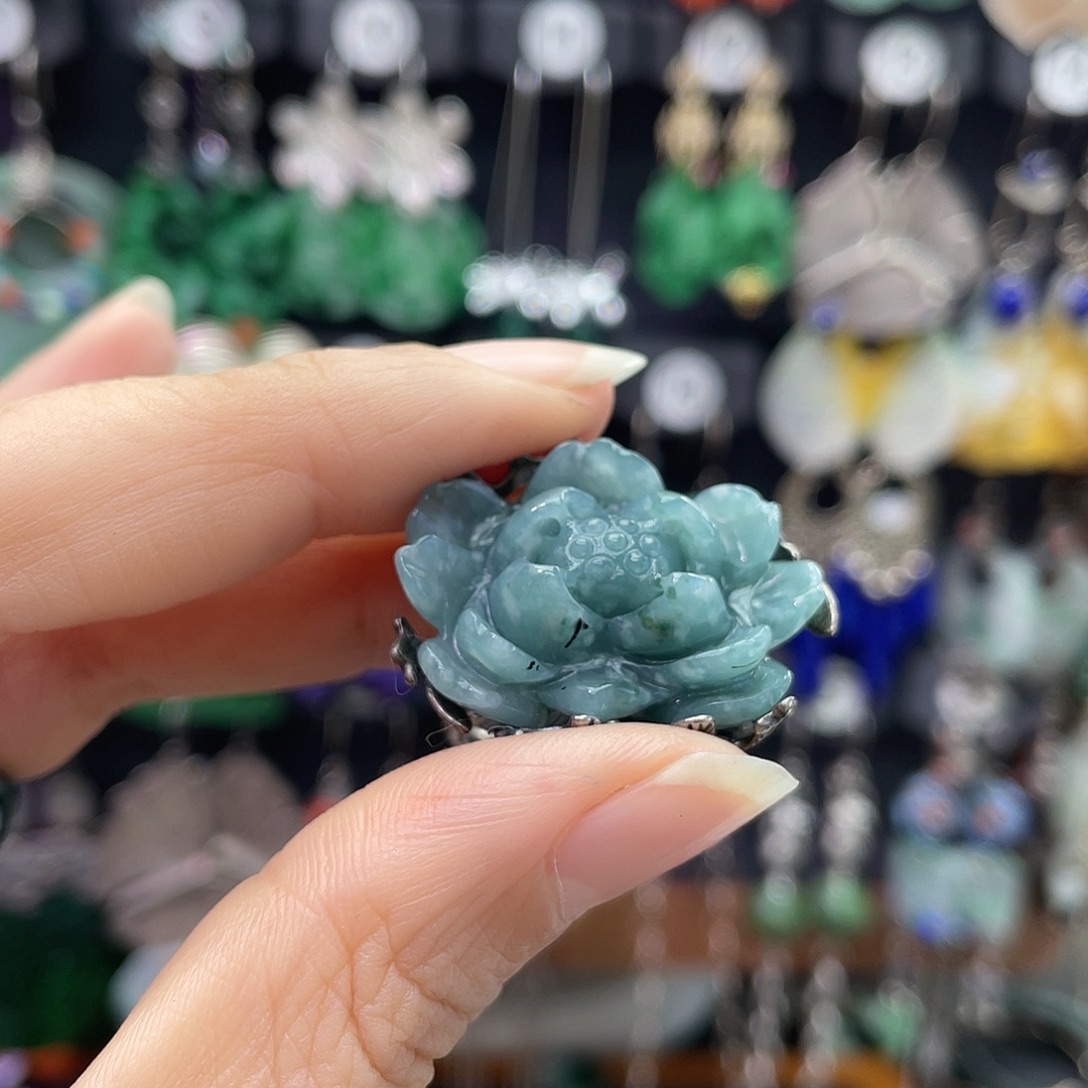 开***心翡翠银S925镶嵌耳饰774ghhhh